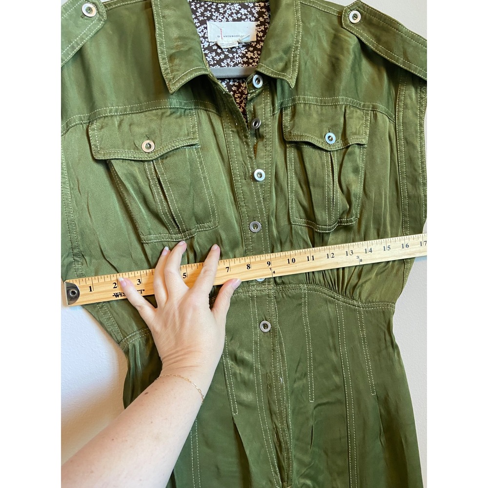 Anthropologie Open Back Boiler Suit Jumpsuit Olive Green Wide Leg Size 6 - Picture 7 of 9